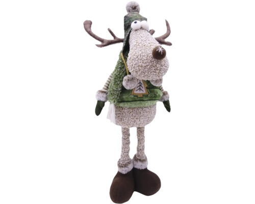 Decoratief elandfiguur met muts en gewei als kerstversiering