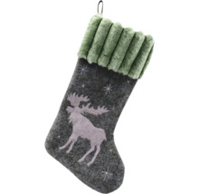 Kerstsok met elandmotief en rand van imitatiebont