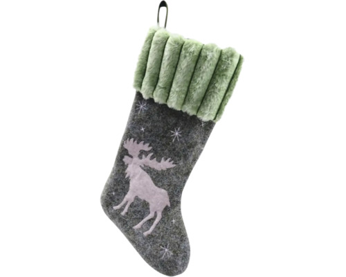 Decoratieve kerstsok met elandmotief en ophanglus