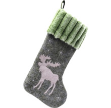 Kerstsok met elandmotief en pluche rand