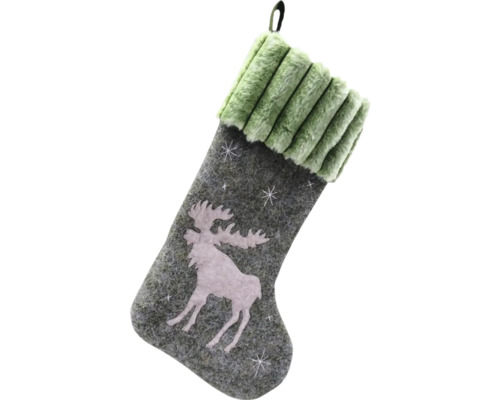 Kerstsok met elandmotief en pluche rand