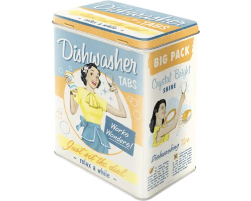 Retro-ontwerp doos met vaatwastabletten