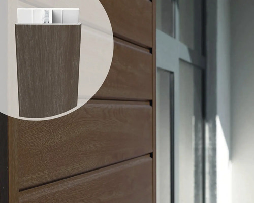 ESCADE Koppelprofiel aluminium/pvc amaranth oak 17x50x3000 mm Gevelbekleding met veer en groef en bijpassend afwerkprofiel