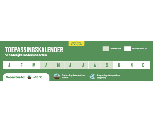 Toepassingskalender voor schadelijke bodeminsecten met de EcoStyle Logo