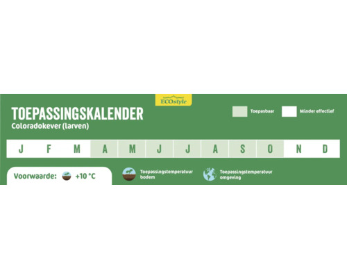 Toepassingskalender Coloradokever larven