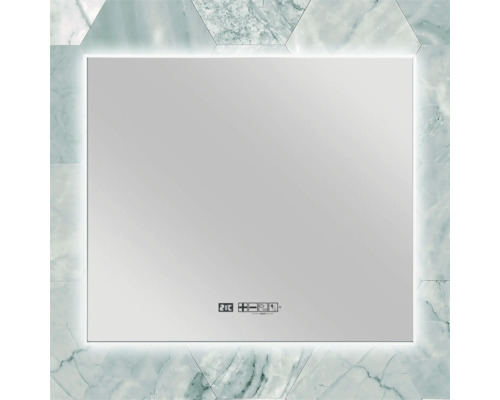 Rechthoekige spiegel met marmeren frame en verlichting