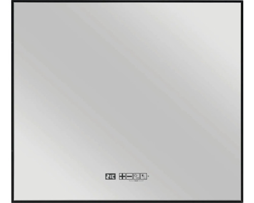 Rechthoekige spiegel met temperatuurweergave en aanraaksensor