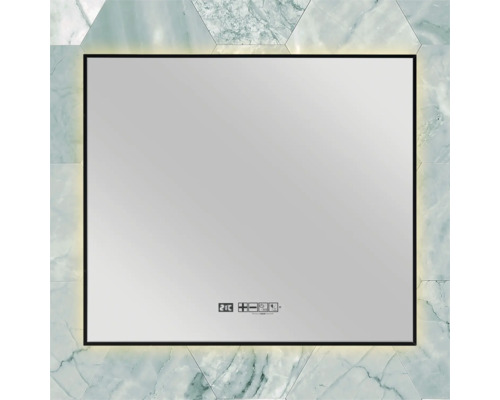 Verlichte spiegel met marmerlook en touchscreen