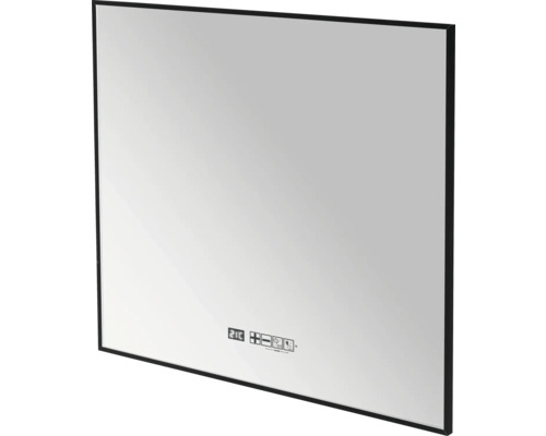 Rechthoekige spiegel met digitale display en aanraaktoetsen