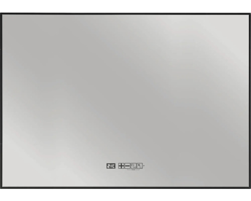 Rechthoekige badkamerspiegel met frame en digitale temperatuurweergave