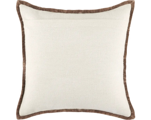 Vierkant sierkussen met bruine paspel