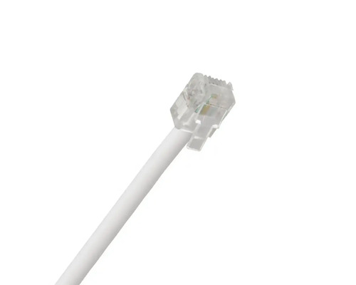 Q-LINK Telefoon aansluitkabel RJ11 plat wit 2 m Telefoonkabel met transparante stekker