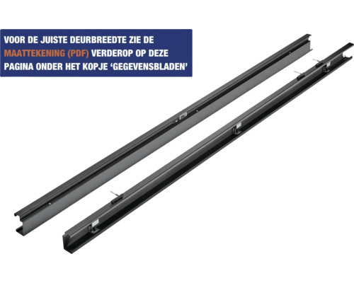 Twee zwarte deurrails voor binnendeuren.