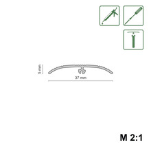Profielstrip met afmetingen 37 mm breed en 5 mm hoog