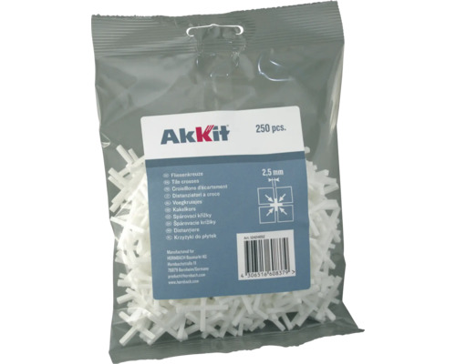 AKKIT Tegelkruisjes 2,5 mm, 250 stuks Verpakking tegelkruisjes 2,5 millimeter, 250 stuks