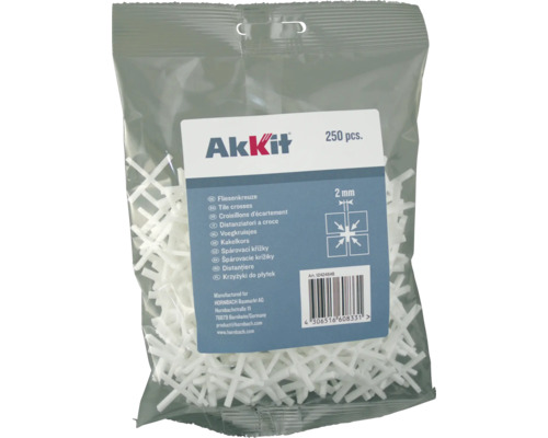 AKKIT Tegelkruisjes 2 mm, 250 stuks Verpakking tegelkruisjes, 2 millimeter, 250 stuks