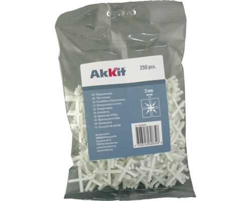 AKKIT Tegelkruisjes 3 mm, 250 stuks Verpakking tegelkruisjes, 3 mm, 250 stuks