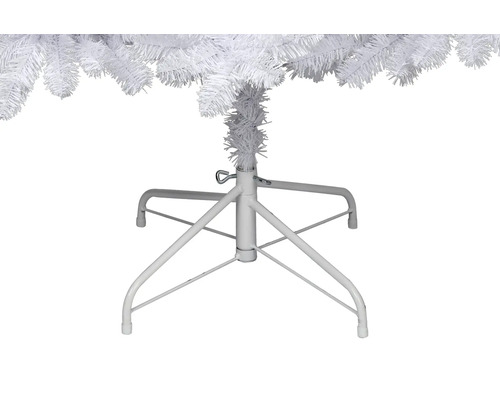 Detailopname van de witte metalen kerstboomstandaard