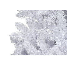 Detailopname van een kunstmatige, witte kerstboom.