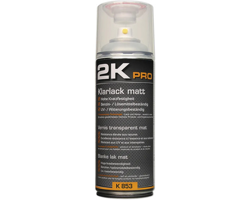 KWASNY 2K Pro spuitlak mat blanke lak 400 ml 2K Pro blanke lak mat in spuitbus voor hoge krasbestendigheid, benzine- en oplosmiddelbestendigheid en uv- en weerbestendigheid.