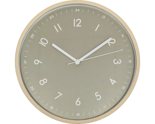 Ronde wandklok met lichte houten lijst en wijzerplaat