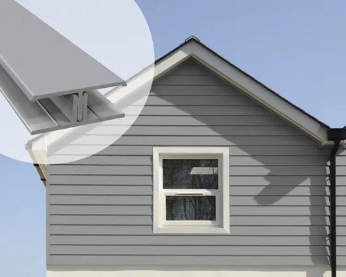 ESCADE Afwerkprofiel koppel kunststof RAL7045 telegrijs, 17-50mm 3000mm Gevel met gevelbekleding en detail van een gevelprofiel