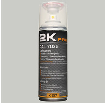 2K Pro lichtgrijze RAL 7035 spuitbus met hoge krasvastheid, benzine- en oplosmiddelbestendigheid en UV- en weerbestendigheid
