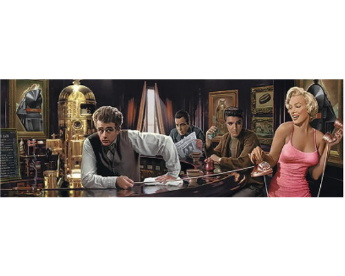 THE WALL Decopaneel Sterren Marilyn Monroe 155x53 cm Barscène met beroemde persoonlijkheden zoals James Dean, Elvis Presley en Marilyn Monroe