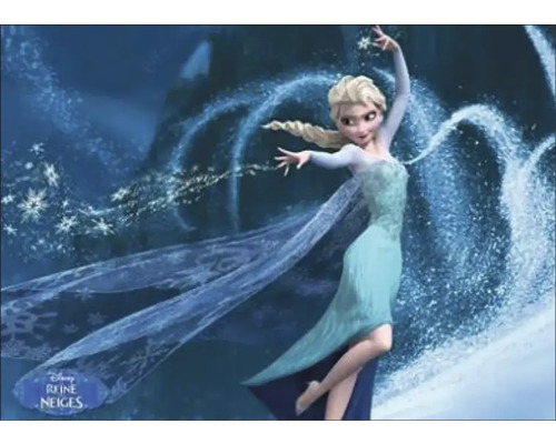 THE WALL Decopaneel Elsa Frozen 70x50 cm Elsa, de ijskoningin, danst voor een achtergrond van ijs en sneeuw.