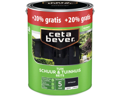 CETABEVER Schuur & tuinhuis beits dekkend antraciet 3 l Ceta Bever tuin schuur en tuinhuis beits in verfemmer
