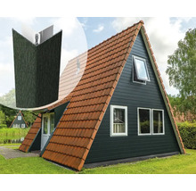 Houten huis met zadeldak en gevelbekleding
