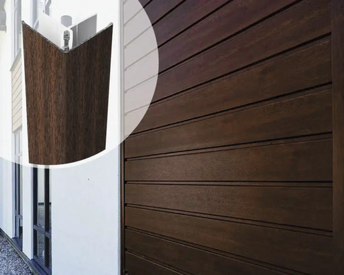 ESCADE Afwerkprofiel buitenhoek aluminium/pvc sapeli, 45x45x3000mm Houten gevelbekleding met hoekprofiel