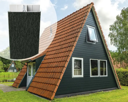 ESCADE Afwerkprofiel koppel aluminium/pvc monumentengroen, 17x50x3000mm Vakantiehuis met zadeldak en gevelbekleding