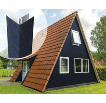 A-vormig huis met gevelbekleding en pannendak