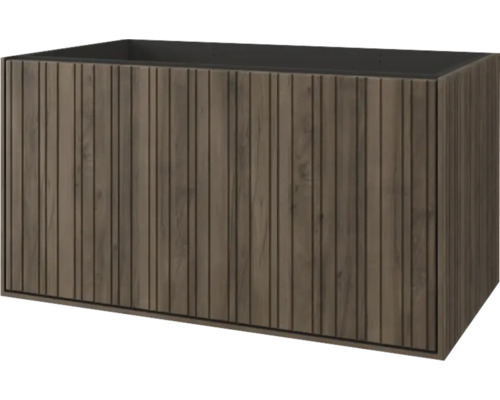 JUNGBORN Wastafelonderkast Seimila 80x43x46 cm walnoot Wastafelonderkast met houten structuur