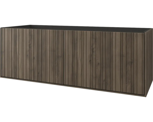 Houten wastafelonderkast met verticale lamellen