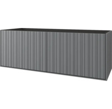 Grijze wastafelonderkast met geribbelde deuren