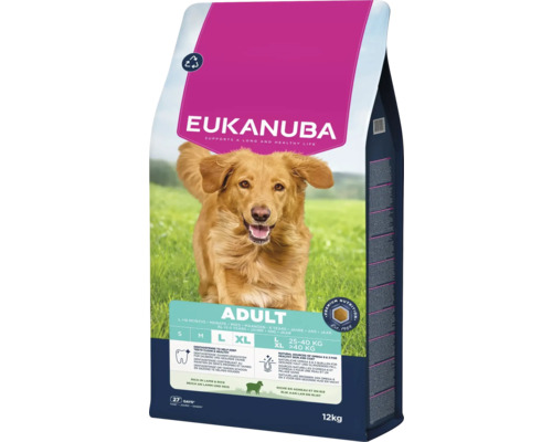 Eukanuba Adult droog hondenvoer met lam en rijst in een zak van 12 kilogram