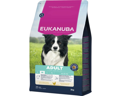 Eukanuba Adult droogvoer voor honden met kip in een verpakking van 3 kg