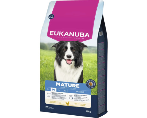 EUKANUBA Hondenvoer Mature M kip 12 kg Eukanuba Mature droog hondenvoer voor honden vanaf 7 jaar met kip, 12 kg