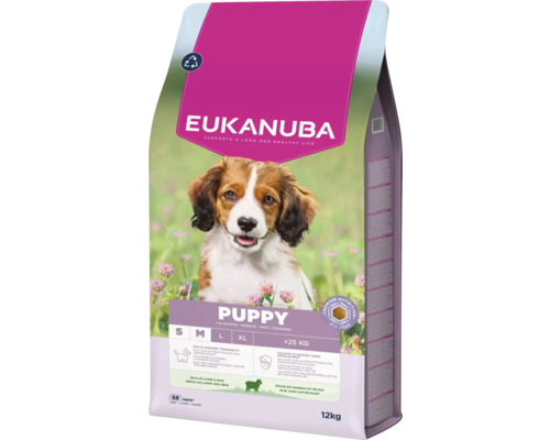 EUKANUBA Hondenvoer Pup Junior S/M lam & rijst 12 kg Eukanuba Puppy droogvoer voor honden tot 25 kilogram en 1 tot 12 maanden