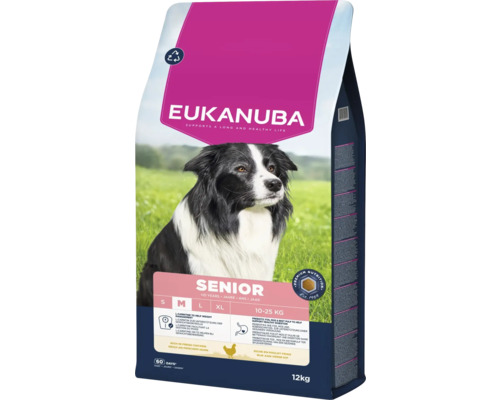 EUKANUBA Hondenvoer Senior M kip 12 kg Eukanuba Senior droogvoer voor honden vanaf 10 jaar, verpakking van 12 kilogram