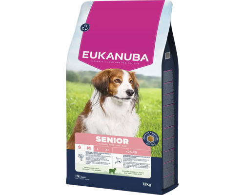 EUKANUBA Hondenvoer Senior S/M lam & rijst 12 kg Eukanuba Senior hondenvoer voor honden vanaf zeven jaar tot 25 kilogram