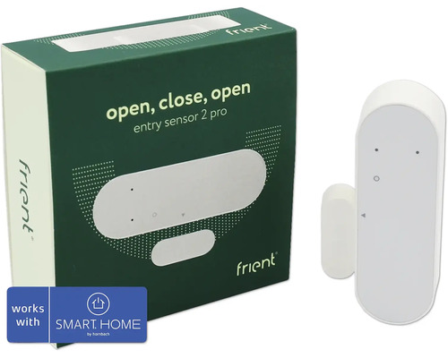 Frient Entry Sensor 2 Pro met verpakking en Smart Home by Hornbach teken