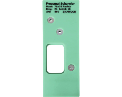 Freessjabloon voor scharnieren, afmeting 76x76 rechts