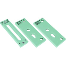 Drie SKS zijplaten met boorgaten en uitsparingen