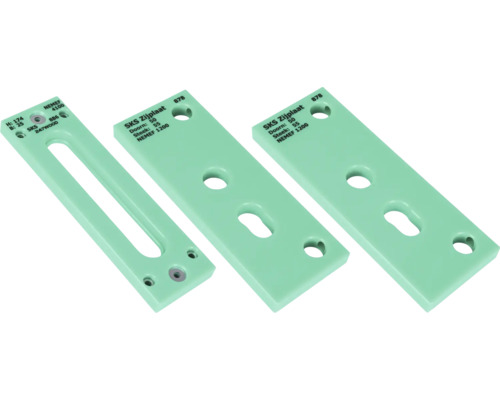 Drie SKS zijplaten met boorgaten en uitsparingen