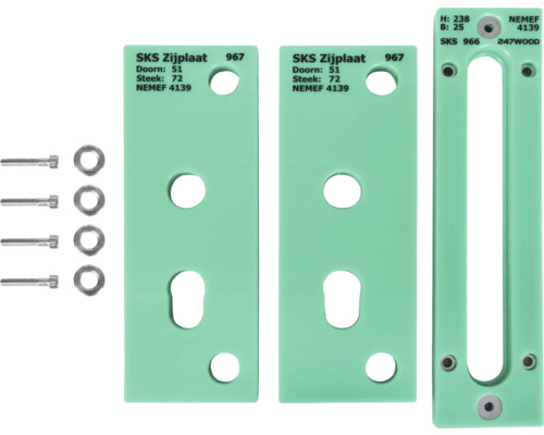SKS Deurslotplaat met schroeven en sluitringen
