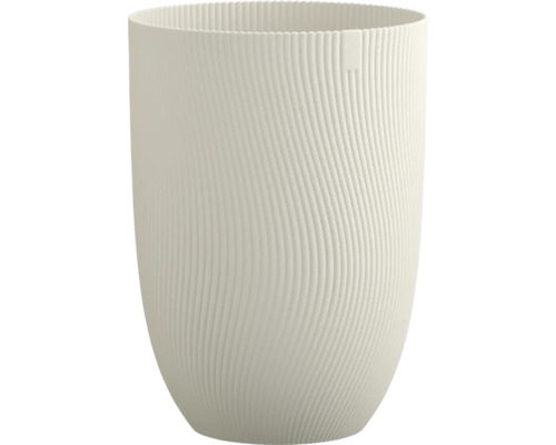 Decoratieve plantenpot met gegroefd design.