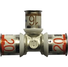T-stuk connector met afmetingen 20, 16 en 20 millimeter